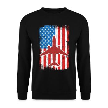 Flugzeuge 4. Juli USA - Unisex Pullover - Schwarz - Vorne - Alina (178cm) & Michal (187cm)