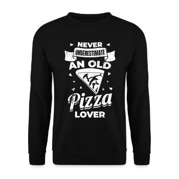Never Underestimate An Old Pizza Lover - Unisex Sweatshirt - black - Front - Alina (178cm) & Michal (187cm)