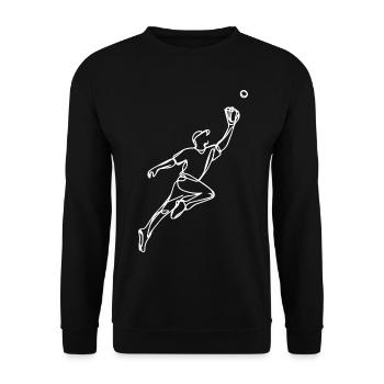 Baseballer Zeichnung - Unisex Pullover - Schwarz - Vorne - Alina (178cm) & Michal (187cm)
