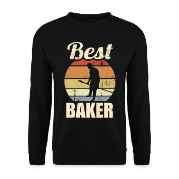 Lustiger Bäcker - Unisex Pullover - Schwarz - Vorne - Alina (178cm) & Michal (187cm)