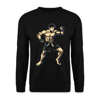 Kickboxer Pixel Graphics - Unisex Sweatshirt - black - Front - Alina (178cm) & Michal (187cm)