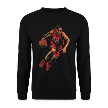 Basketballer Grafik - Unisex Pullover - Schwarz - Vorne - Alina (178cm) & Michal (187cm)