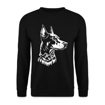 Doberman Dog Mountain - Unisex Sweatshirt - black - Front - Alina (178cm) & Michal (187cm)