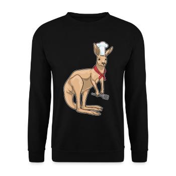 Känguru Koch Pfannenwender Kochen - Unisex Pullover - Schwarz - Vorne - Alina (178cm) & Michal (187cm)
