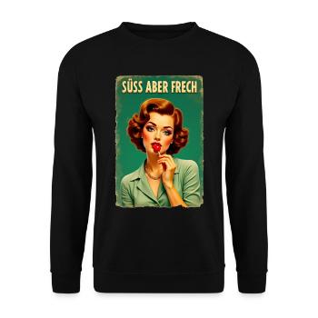 Retro Girl Design - Sucette « mignonne mais coquine » Edit - Sweat-shirt Unisexe - noir - Devant - Alina (178cm) & Michal (187cm)