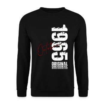 60. Geburtstag Original Oktober Jahrgang 1965 - Unisex Pullover - Schwarz - Vorne - Alina (178cm) & Michal (187cm)