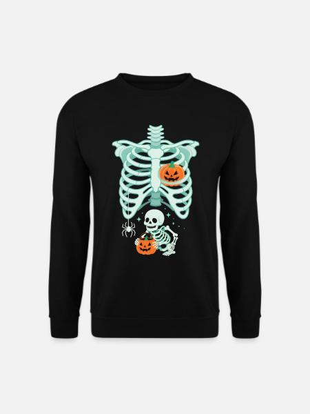 Halloween Gravidanza Zucca Scheletro Divertente - Felpa unisex - nero