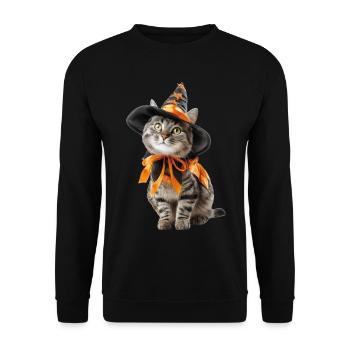 Déguisement de sorcier sorcier chat Halloween - Sweat-shirt Unisexe - noir - Devant - Alina (178cm) & Michal (187cm)