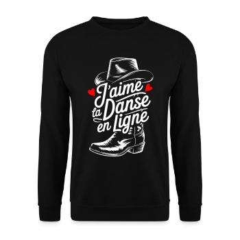Line Dancing Cowboy Love Boots - Unisex Sweatshirt - black - Front - Alina (178cm) & Michal (187cm)