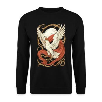 Poland Polska Eagle Flag Art Nouveau Gift - Unisex Sweatshirt - black - Front - Alina (178cm) & Michal (187cm)