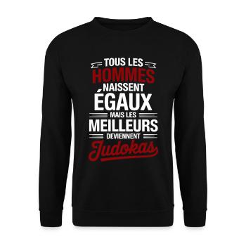 All men are born equal, but the best - Unisex Sweatshirt - black - Front - Alina (178cm) & Michal (187cm)