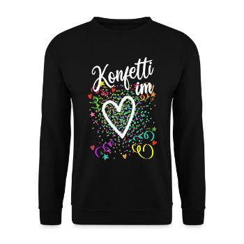 Konfetti im Herzen - Karneval im Blut - Unisex Pullover - Schwarz - Vorne - Alina (178cm) & Michal (187cm)