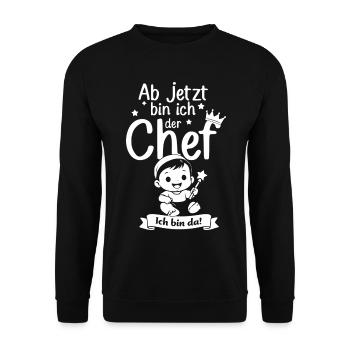 Ab jetzt bin ich der Chef - Unisex Pullover - Schwarz - Vorne - Alina (178cm) & Michal (187cm)