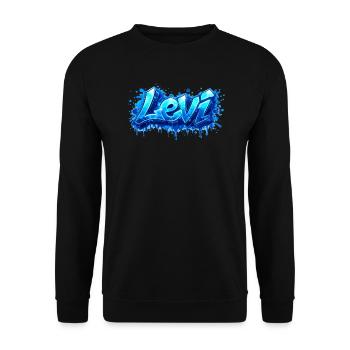 LEVI GRAFFITI NAME FOR PERFECT GIFT PRINTABLE - Unisex Sweatshirt - black - Front - Alina (178cm) & Michal (187cm)