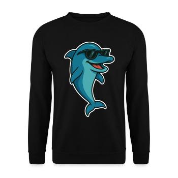 Delfin mit Sonnebrille - Unisex Pullover - Schwarz - Vorne - Alina (178cm) & Michal (187cm)