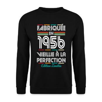 1956 – Made – Aged to perfection - Unisex Sweatshirt - black - Front - Alina (178cm) & Michal (187cm)