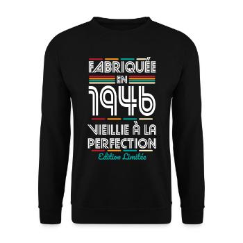 1946 – Hergestellt – Perfekt gereift - Unisex Pullover - Schwarz - Vorne - Alina (178cm) & Michal (187cm)