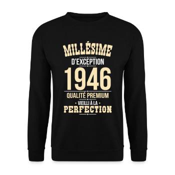 1946 – Millésime d’exception – Qualité premium - Sweat-shirt Unisexe - noir - Devant - Alina (178cm) & Michal (187cm)