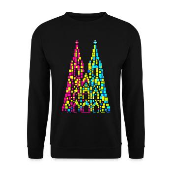 Kölner Dom Fasching Karneval Konfetti Geschenk - Unisex Pullover - Schwarz - Vorne - Alina (178cm) & Michal (187cm)