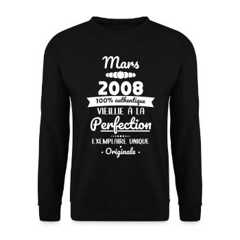 18. Geburtstag – März 2008 Original - Unisex Pullover - Schwarz - Vorne - Alina (178cm) & Michal (187cm)
