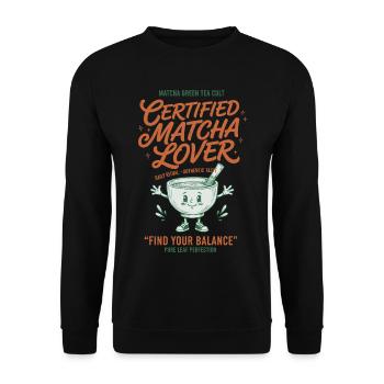Certified Matcha Lover Green Tea Matcha Latte - Unisex Sweatshirt - black - Front - Alina (178cm) & Michal (187cm)