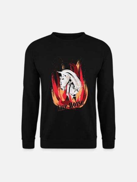 Feuerpferd – Illustration mit Flammen - Unisex Pullover - Schwarz