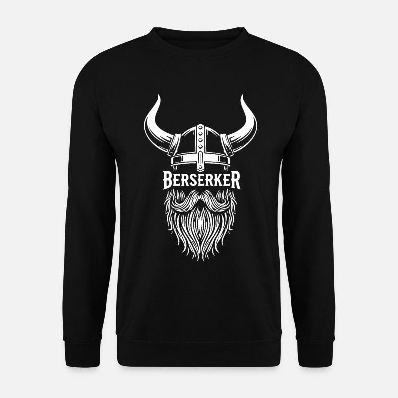 Wikinger-Berserker-Hornhelm-Bart-Maskottchen - Unisex Pullover - Schwarz