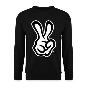Victory Hand Signals (Right Hand / NEG / 2C) - Unisex Sweatshirt - black - Front - Alina (178cm) & Michal (187cm)