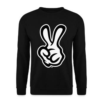 Victory Hand Signals (Left Hand / NEG / 2C) - Unisex Sweatshirt - black - Front - Alina (178cm) & Michal (187cm)