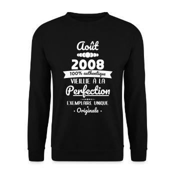 18. Geburtstag – August 2008 (Original) - Unisex Pullover - Schwarz - Vorne - Alina (178cm) & Michal (187cm)