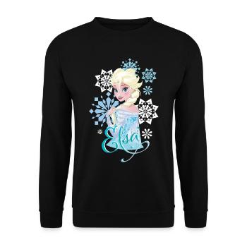 Frozen Elsa Silhouette Mit Schneeflocken - Unisex Pullover - Schwarz - Vorne - Alina (178cm) & Michal (187cm)