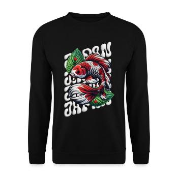Poisson Koi Style Zen Pelucheux - Sweat-shirt Unisexe - noir - Devant - Alina (178cm) & Michal (187cm)