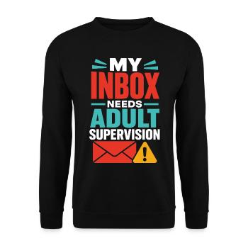 Inbox Adult – E-Mail und Büro Humor - Unisex Pullover - Schwarz - Vorne - Alina (178cm) & Michal (187cm)