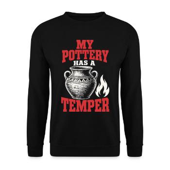Töpferware hat Temperament - Unisex Pullover - Schwarz - Vorne - Alina (178cm) & Michal (187cm)