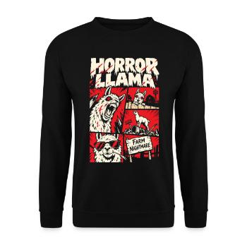 Horror-Lama – Farm Nightmare Comic - Unisex Pullover - Schwarz - Vorne - Alina (178cm) & Michal (187cm)