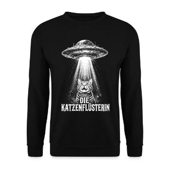 Die Katzenflüsterin – UFO-Entführung - Unisex Pullover - Schwarz - Vorne - Alina (178cm) & Michal (187cm)