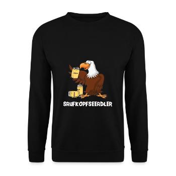 Saufkopfseeadler Bier Alkohol Saufen Party Feiern - Unisex Pullover - Schwarz - Vorne - Alina (178cm) & Michal (187cm)