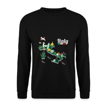 Italy Map - Bella Italia Vacation Souvenir - Unisex Sweatshirt - black - Front - Alina (178cm) & Michal (187cm)