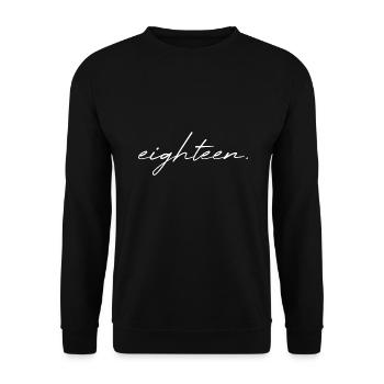 18. Geburtstag Volljährig Geschenkidee - Unisex Pullover - Schwarz - Vorne - Alina (178cm) & Michal (187cm)