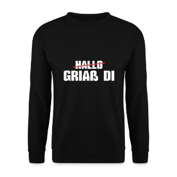 Bayrischer Dialekt Griaß di Bayrisch - Unisex Pullover - Schwarz - Vorne - Alina (178cm) & Michal (187cm)