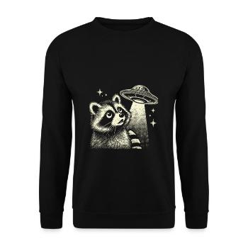raton laveur mystique avec vaisseau spatial et étoiles - Sweat-shirt Unisexe - noir - Devant - Alina (178cm) & Michal (187cm)