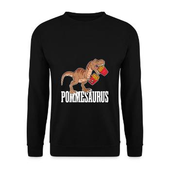 Pommesaurier Pommes Frites Dinosaurier T Rex Fritt - Unisex Pullover - Schwarz - Vorne - Alina (178cm) & Michal (187cm)