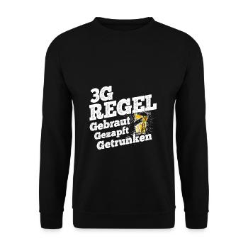 3G-Regel Gebraut Gezapft Getrunken Saufen Bierlieb - Unisex Pullover - Schwarz - Vorne - Alina (178cm) & Michal (187cm)