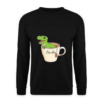 Tea-Rex Süßer T Rex Dinosaur Dino Tee Liebhaber - Unisex Pullover - Schwarz - Vorne - Alina (178cm) & Michal (187cm)