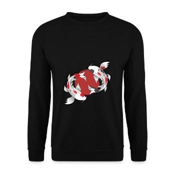 Koi Carp Japan Gift Fish Japanese Art - Unisex Sweatshirt - black - Front - Alina (178cm) & Michal (187cm)