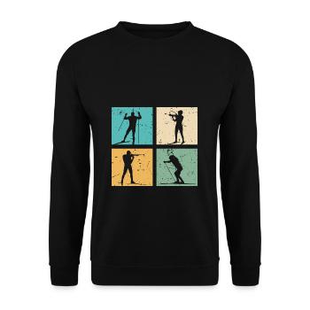 Biathlon Skifahren Ski Langlauf Biathlet Geschenk - Unisex Pullover - Schwarz - Vorne - Alina (178cm) & Michal (187cm)
