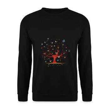 Schmetterling Baum Geschenk Schöne Butterfly Natur - Unisex Pullover - Schwarz - Vorne - Alina (178cm) & Michal (187cm)