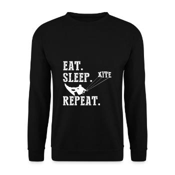 Kiteboarding Kite Kiten - Eat Sleep Kite Kitesurfe - Unisex Pullover - Schwarz - Vorne - Alina (178cm) & Michal (187cm)