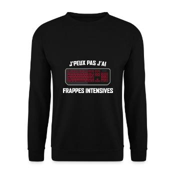 Je Peux Pas J'ai Frappes Intensives Gamer Jeux - Sweat-shirt Unisexe - noir - Devant - Alina (178cm) & Michal (187cm)