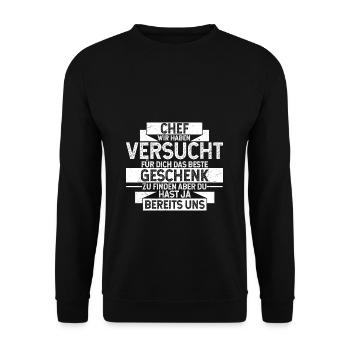 Bester Chef Der Welt Arbeitgeber Arbeit Geschenk C - Unisex Pullover - Schwarz - Vorne - Alina (178cm) & Michal (187cm)